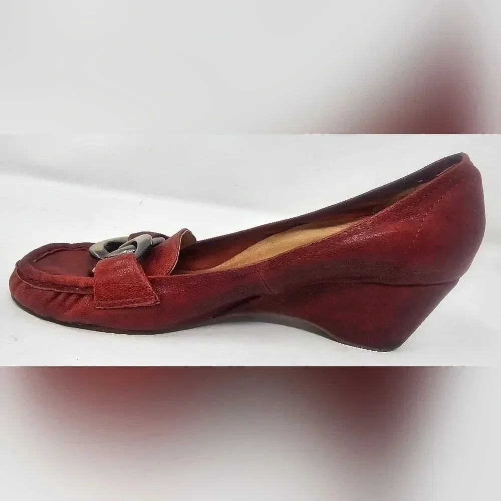 Jeffrey Campbell Ibiza Last Leather Slip On Wedge Size 6.5 Blood Orange